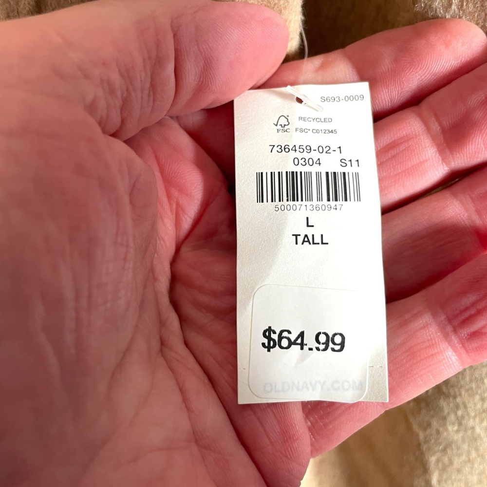 OLD NAVY Soft-Brushed Utility Shacket LARGE TALL Wool Blend Camel Oversized NEW - Picture 6 of 10